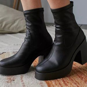 UO Brink Platform Black Sock Boot
